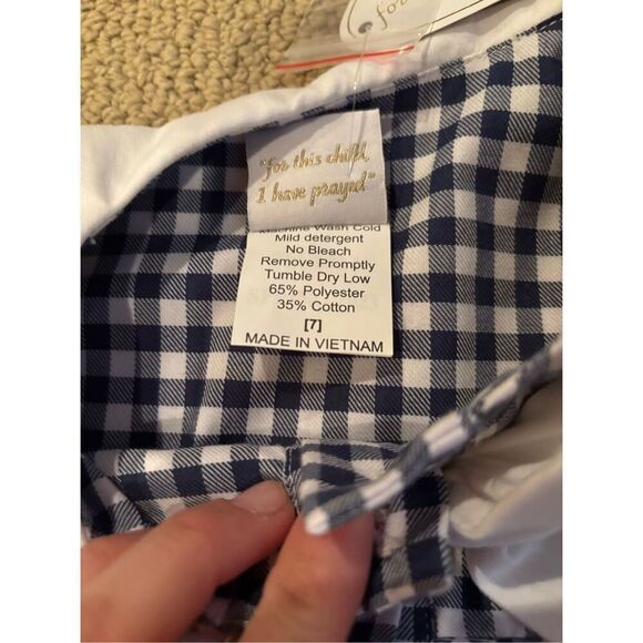 NWT Lullaby Set  NAVY GINGHAM SAYLOR DRESS - GOD BLESS AMERICA - Picture 4 of 6